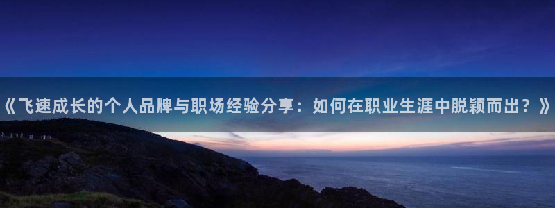赢咖娱乐官方平台：《飞速成长的个人品牌与职场经验分享：如何在