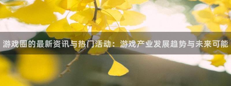 赢咖娱乐平台负责人：游戏圈的最新资讯与热门活动：游戏产业发展